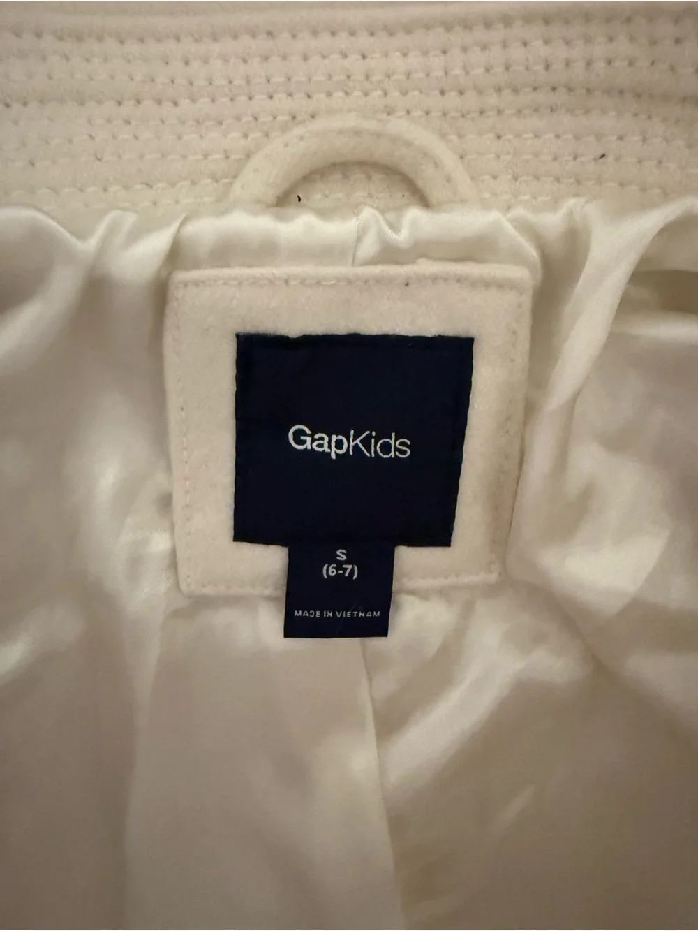 GAP White Double-Breasted Pea Coat with Gold Buttons